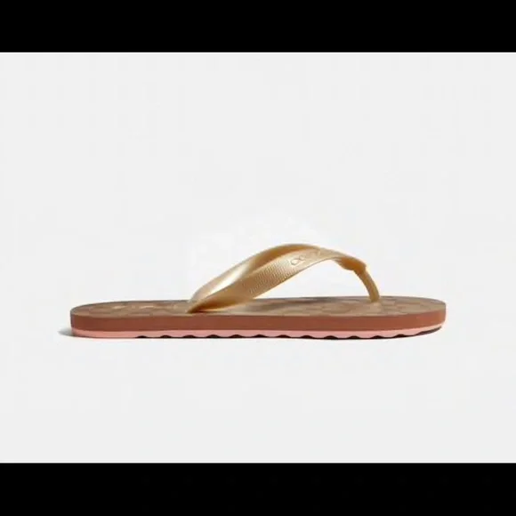 Flipflops from Coach . Khaki Gold color , perfect this summer season - Picture 5 of 5